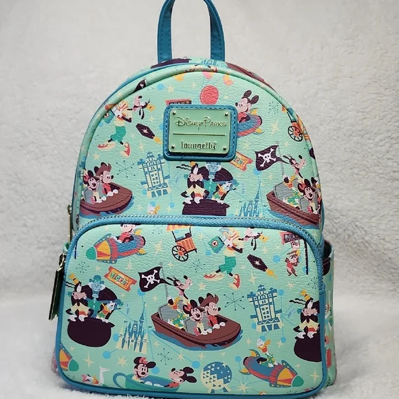 Disney Blue Mini Backpack with Cartoon Pattern - Picture 1 of 8